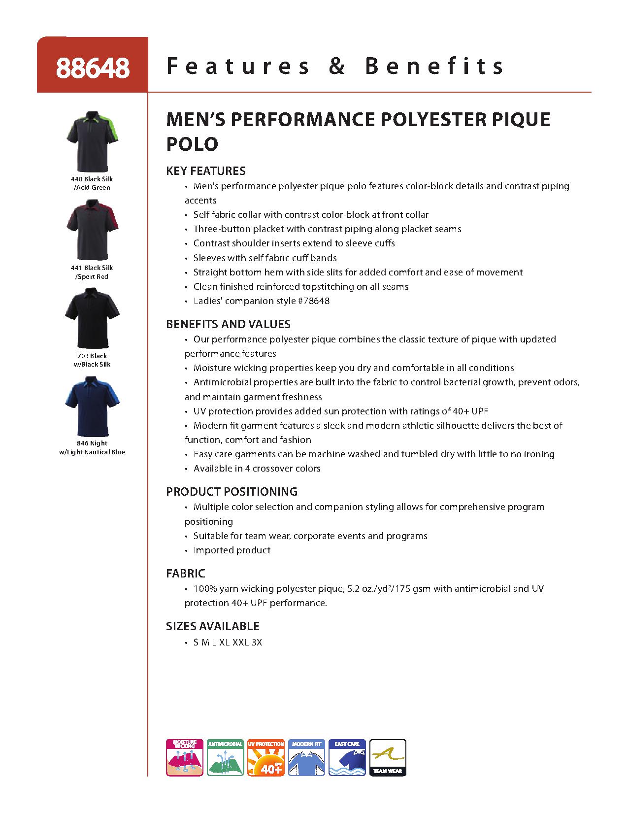 Ash City Performance 88648 - Men's Performance Polyester Pique Polo