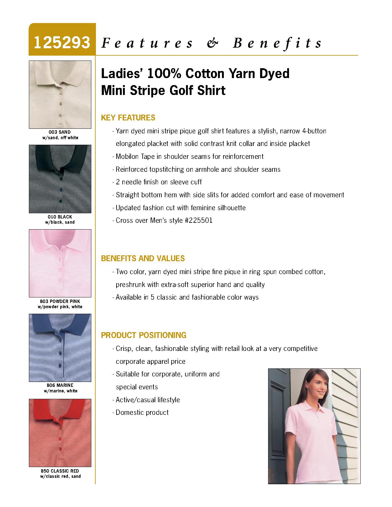 Ash City Pique 125293 - Ladies' Cotton Mini Stripe Polo