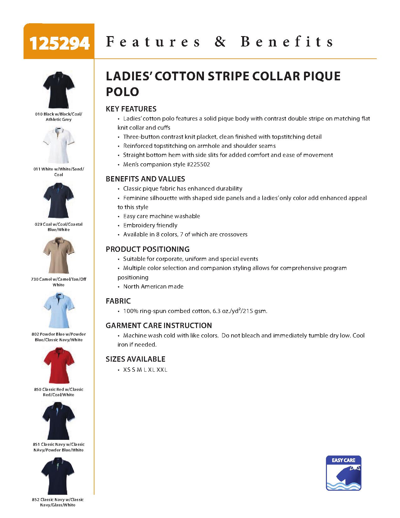 Ash City Pique 125294 - Ladies' Cotton Stripe Collar Pique Polo