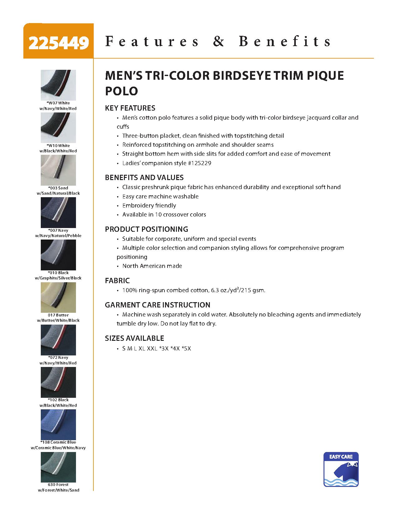 Ash City Pique 225449 - Men's Tri-Color Birdseye Trim Cotton Pique Polo