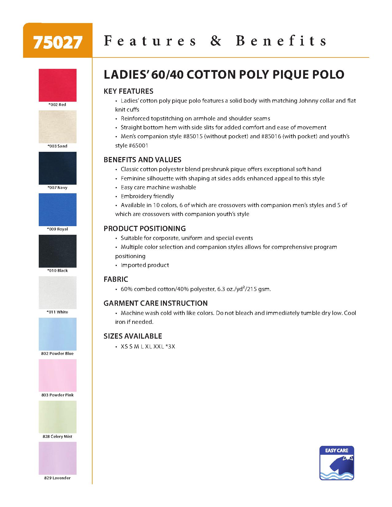Ash City Pique 75027 - Ladies' Extreme Cotton Blend Pique Polo