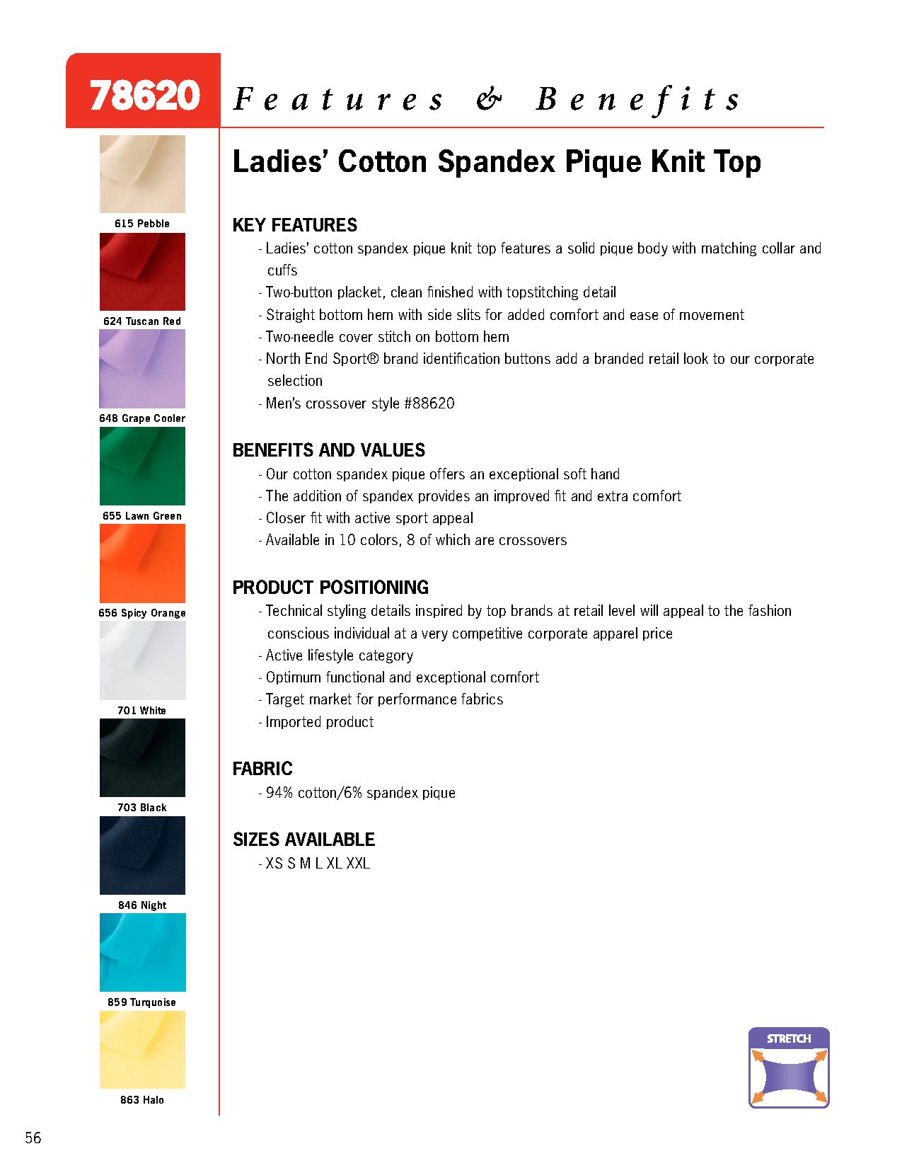Ash City Pique 78620 - Ladies' Cotton Spandex Pique Knit Top