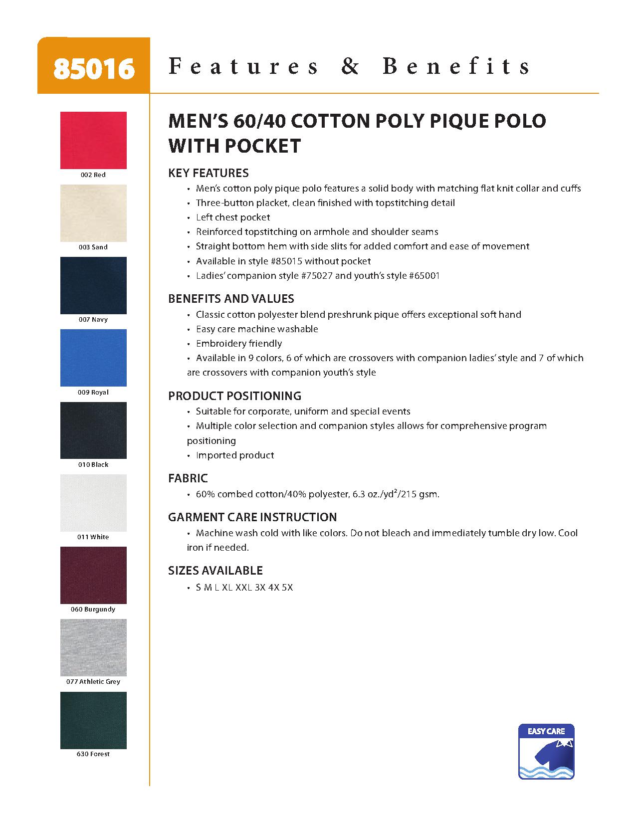 Ash City Pique 85016 - Men's Extreme Cotton Blend Pique Polo With Pocket