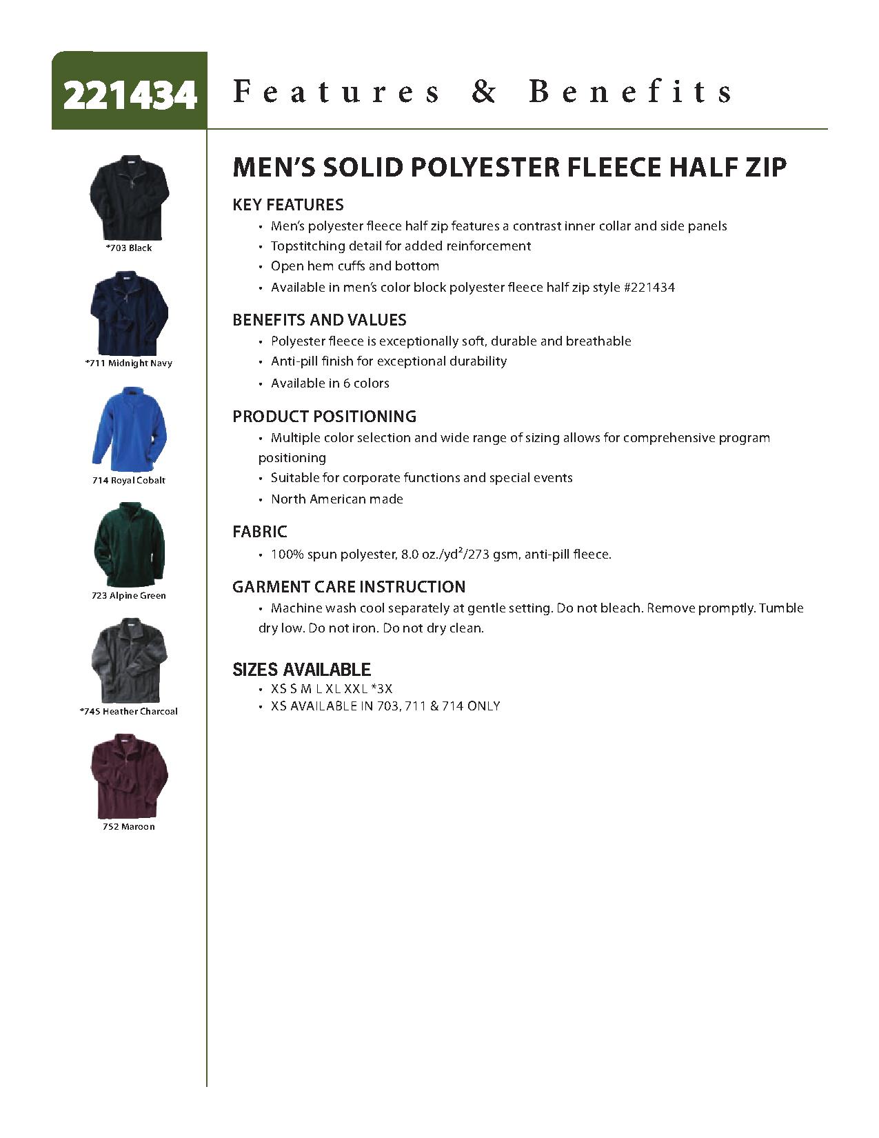 Ash City Poly Fleece 221434 - Men's Solid Polyester Fleece Half-Zip