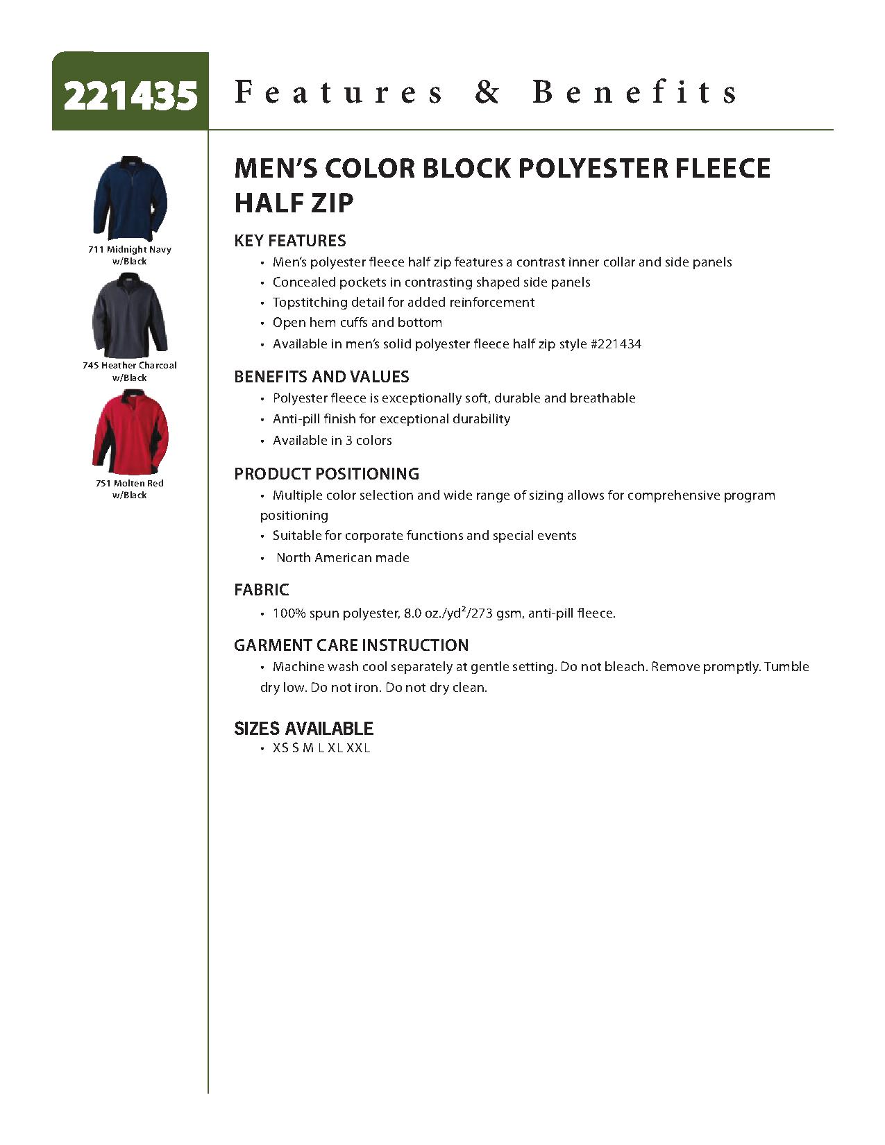 Ash City Poly Fleece 221435 - Men's Color-Block Polyester Fleece Half-Zip