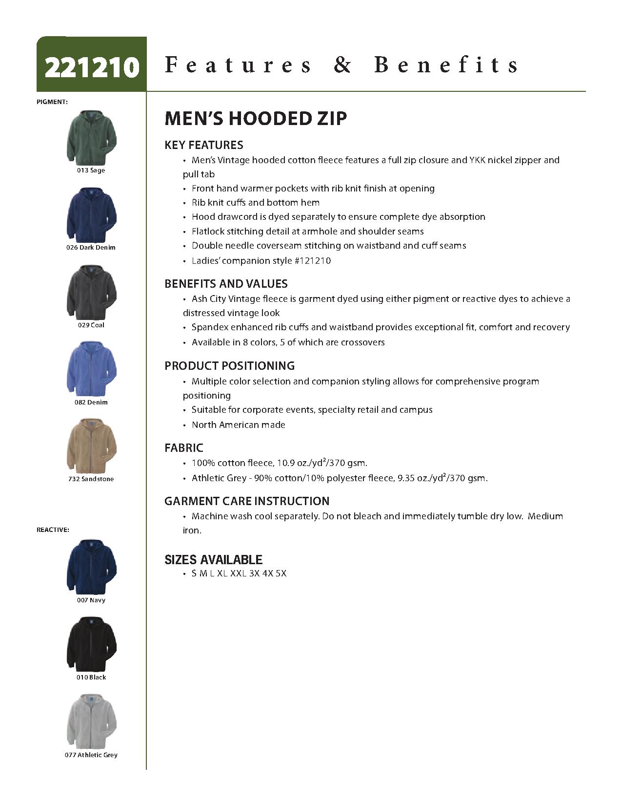 Ash City Vintage 221210 - Men's Vintage Hooded Zip Jacket
