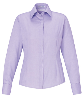 Ash City Wrinkle Free 78689 - Refine Ladies' Blue Wrinkle Free 2-Ply 80's Cotton Royal Oxford Dobby Taped Shirt
