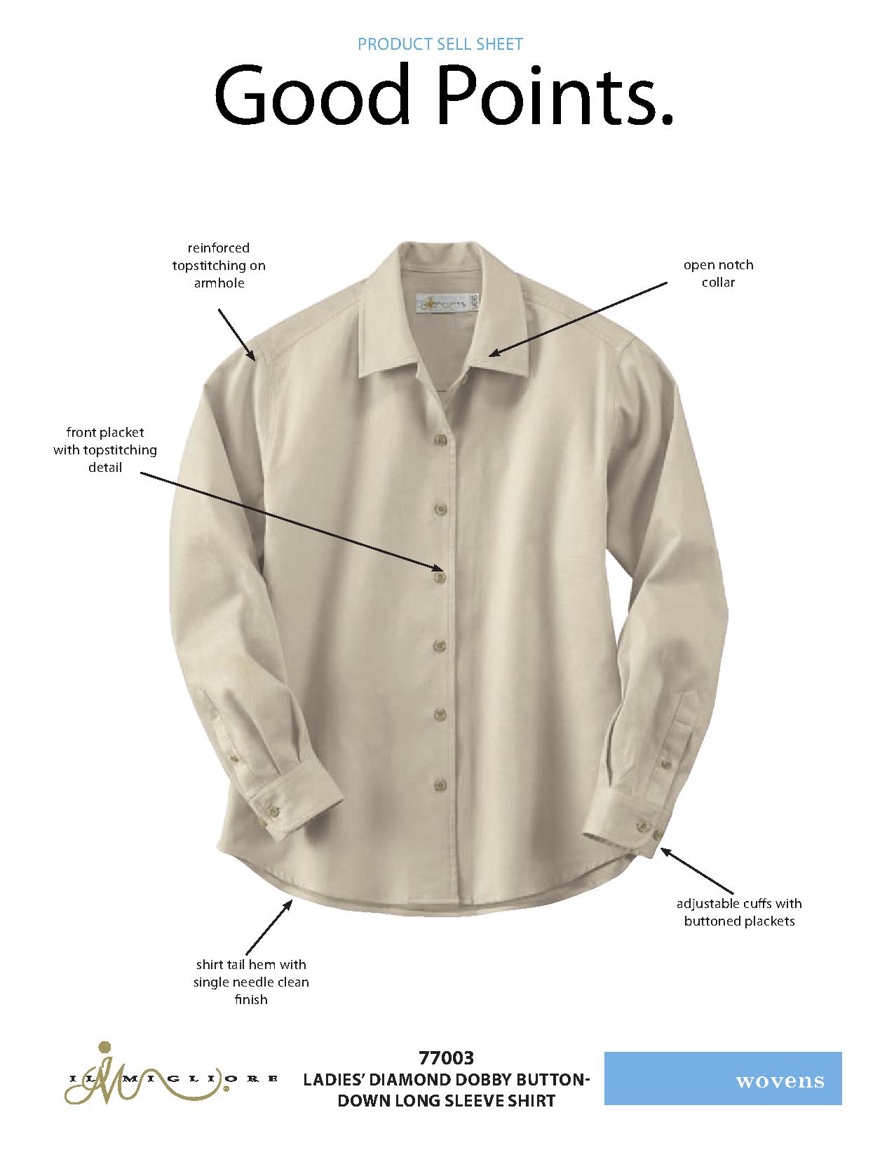Ash City Cotton 77003 - Ladies' Diamond Dobby Long Sleeve Shirt