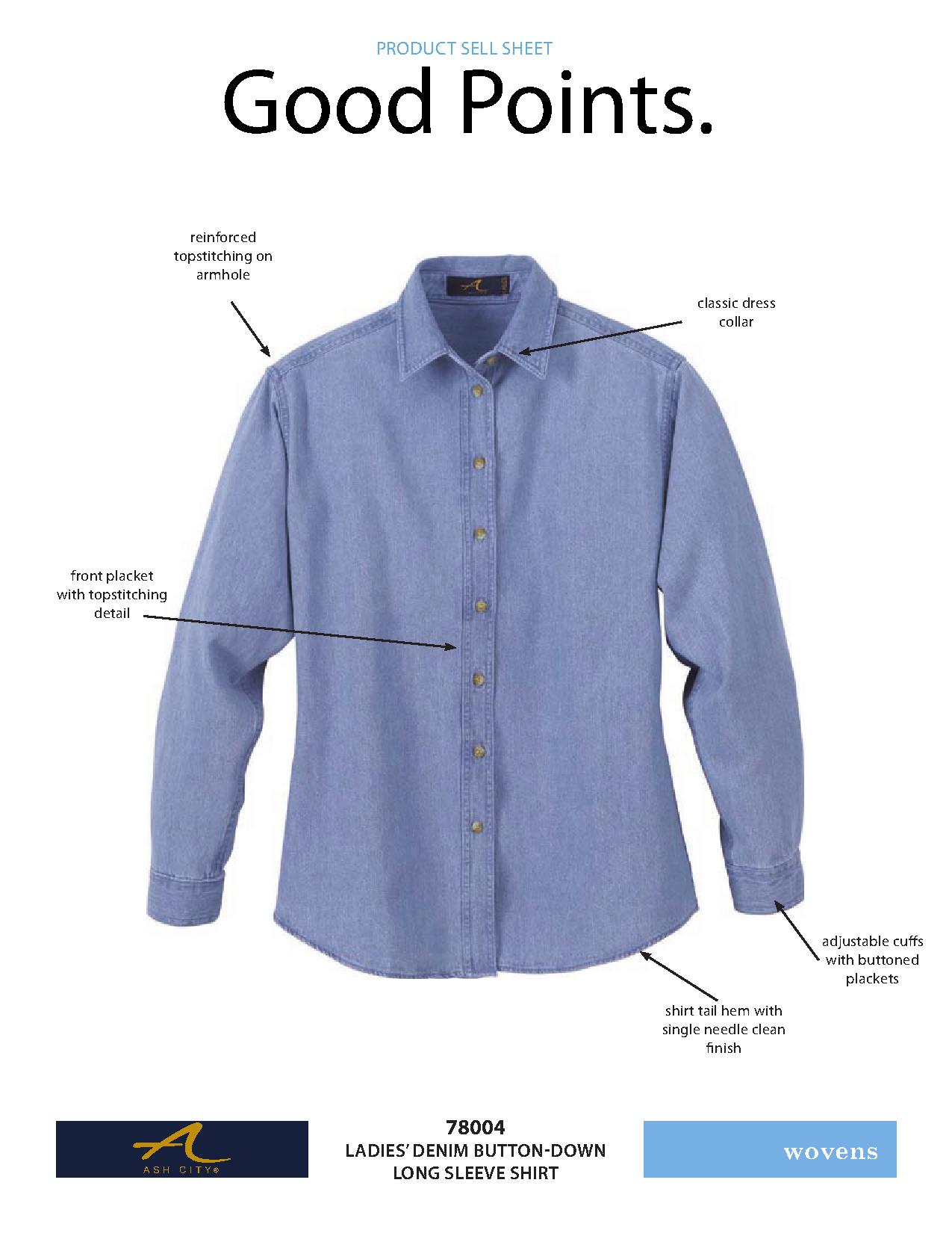 Ash City Denim 78004 - Ladies' Denim Long Sleeve Shirt