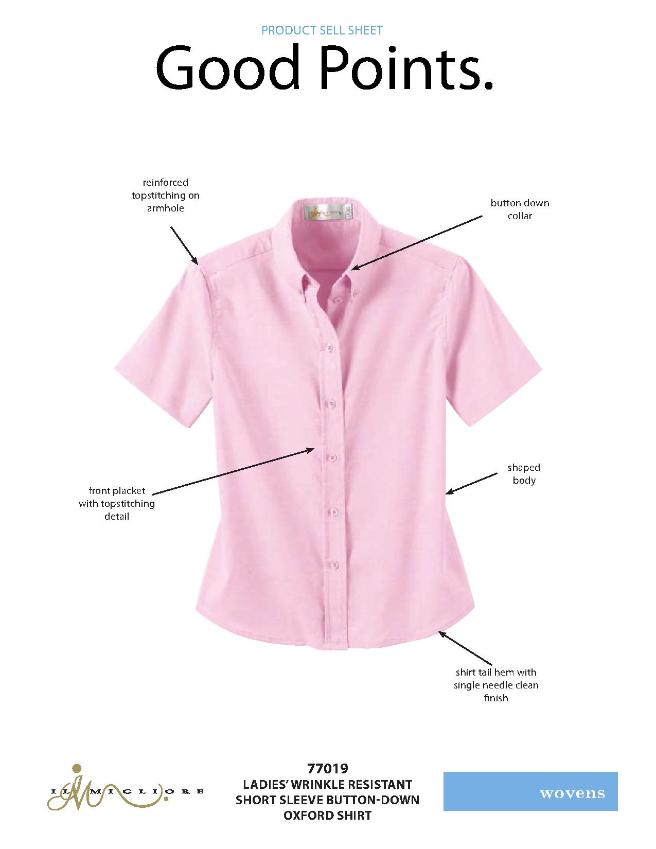 Ash City Easy care 77019 - Ladies' Wrinkle Resistant Short Sleeve Button-Down Oxford Shirt