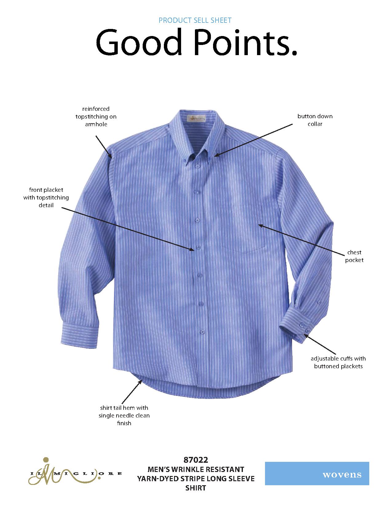 Ash City Easy care 87022 - Men's Wrinkle-Resistant Yarn-Dyed Stripe Long Sleeve Shirt