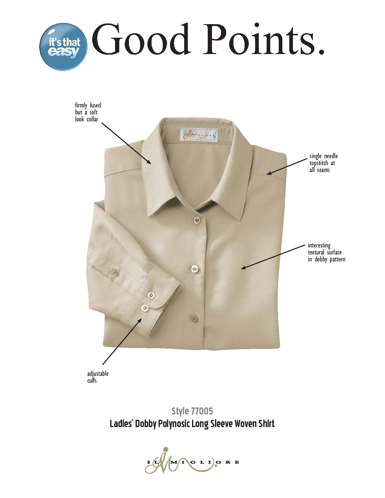 Ash City Polynosic 77005 - Ladies' Dobby Polyester Long Sleeve Shirt