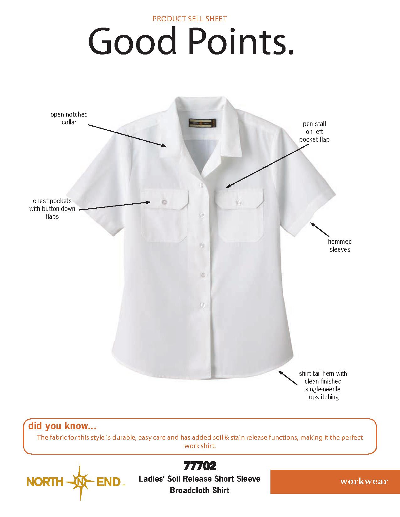 Ash City Uniform Shirts 77702 - Ladies' Soil Release Short Sleeve Broadcloth Shirt