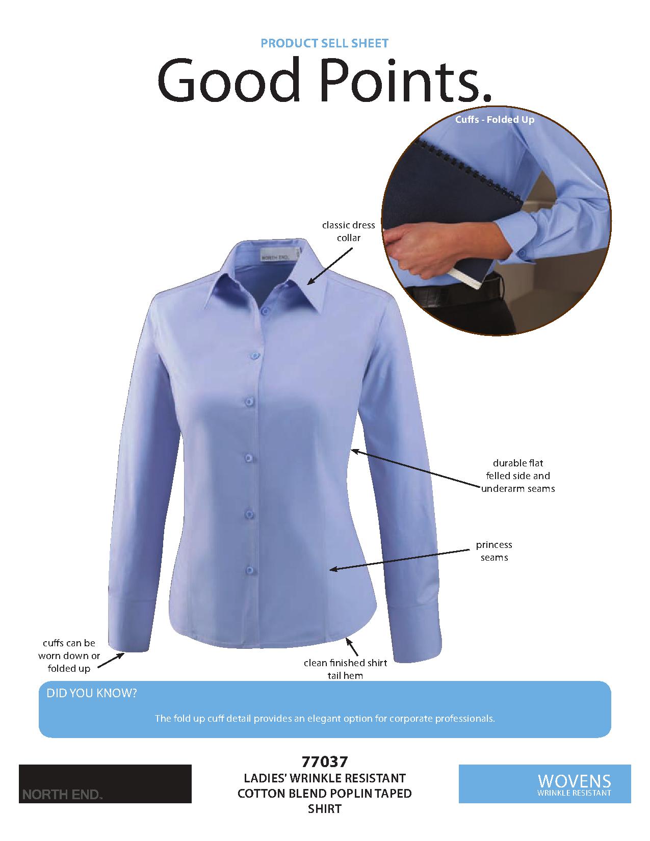 Ash City Wrinkle Resistant 77037 - Luster Ladies' Wrinkle Resistant Cotton Blend Poplin Taped Shirt