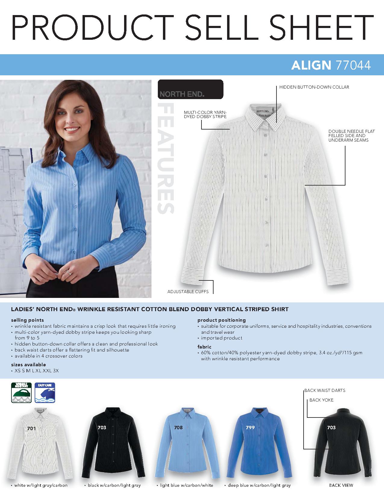 Ash City Wrinkle Resistant 77044 - Align Ladies' Wrinkle Resistant Cotton Blend Dobby Vertical Striped Shirt