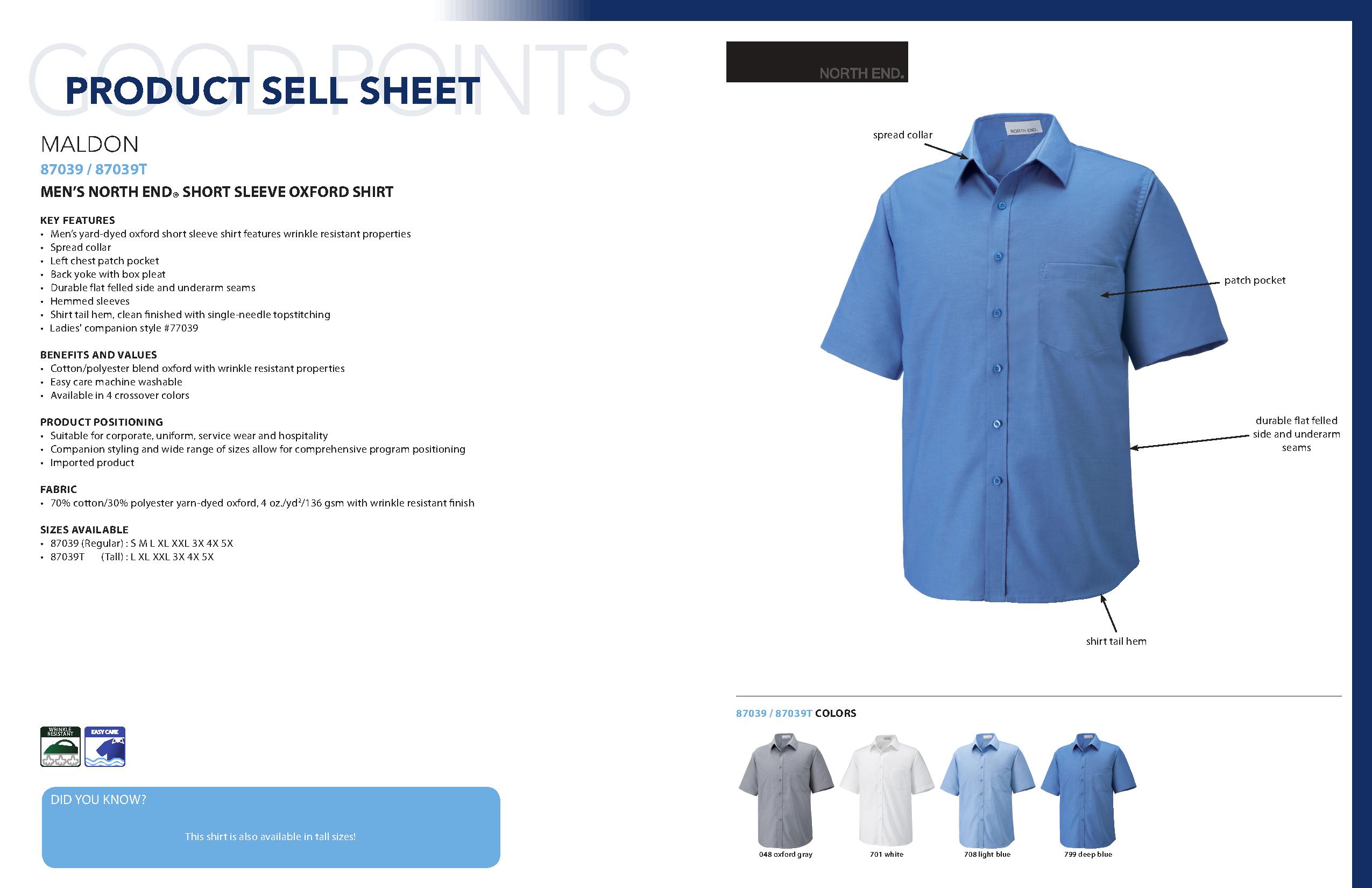 Ash City Wrinkle Resistant 87039 - Maldon Men's Short Sleeve Oxford Shirt
