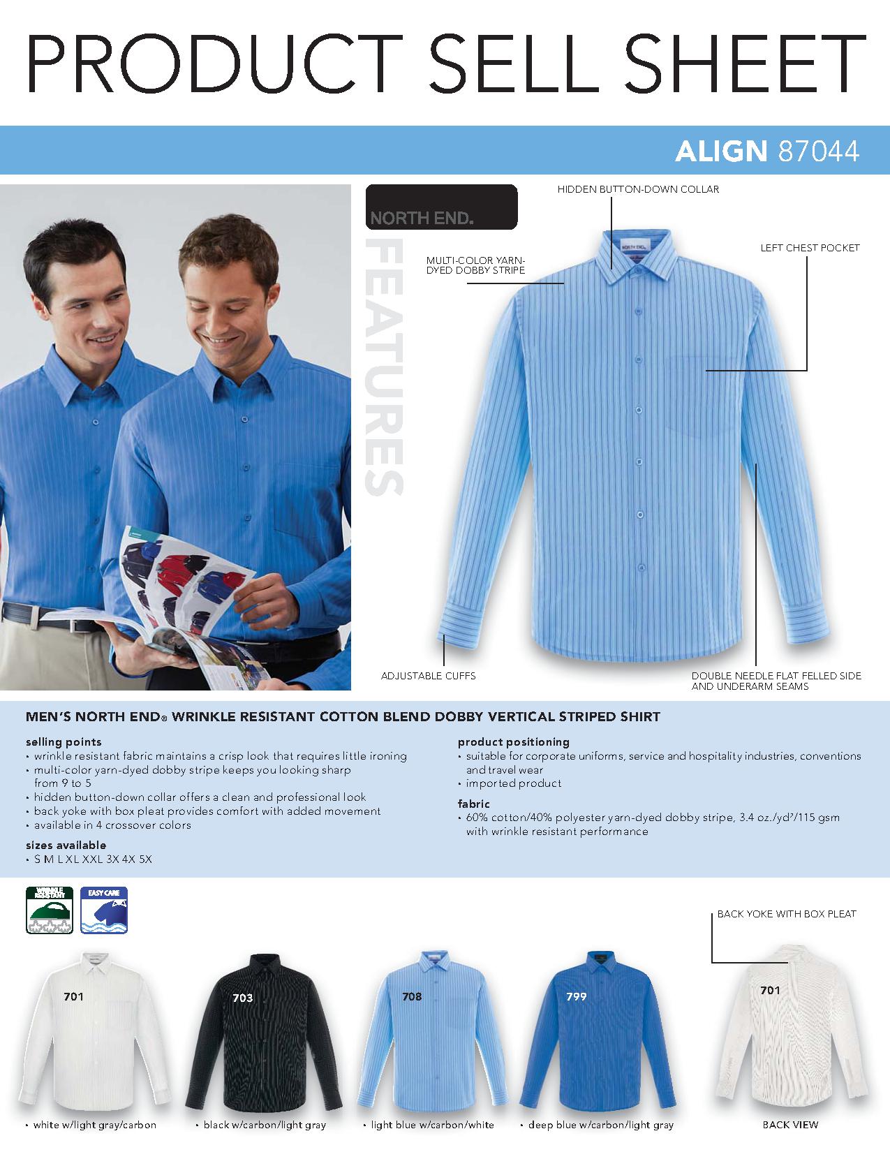 Ash City Wrinkle Resistant 87044 - Align Men's Wrinkle Resistant Cotton Blend Dobby Vertical Striped Shirt