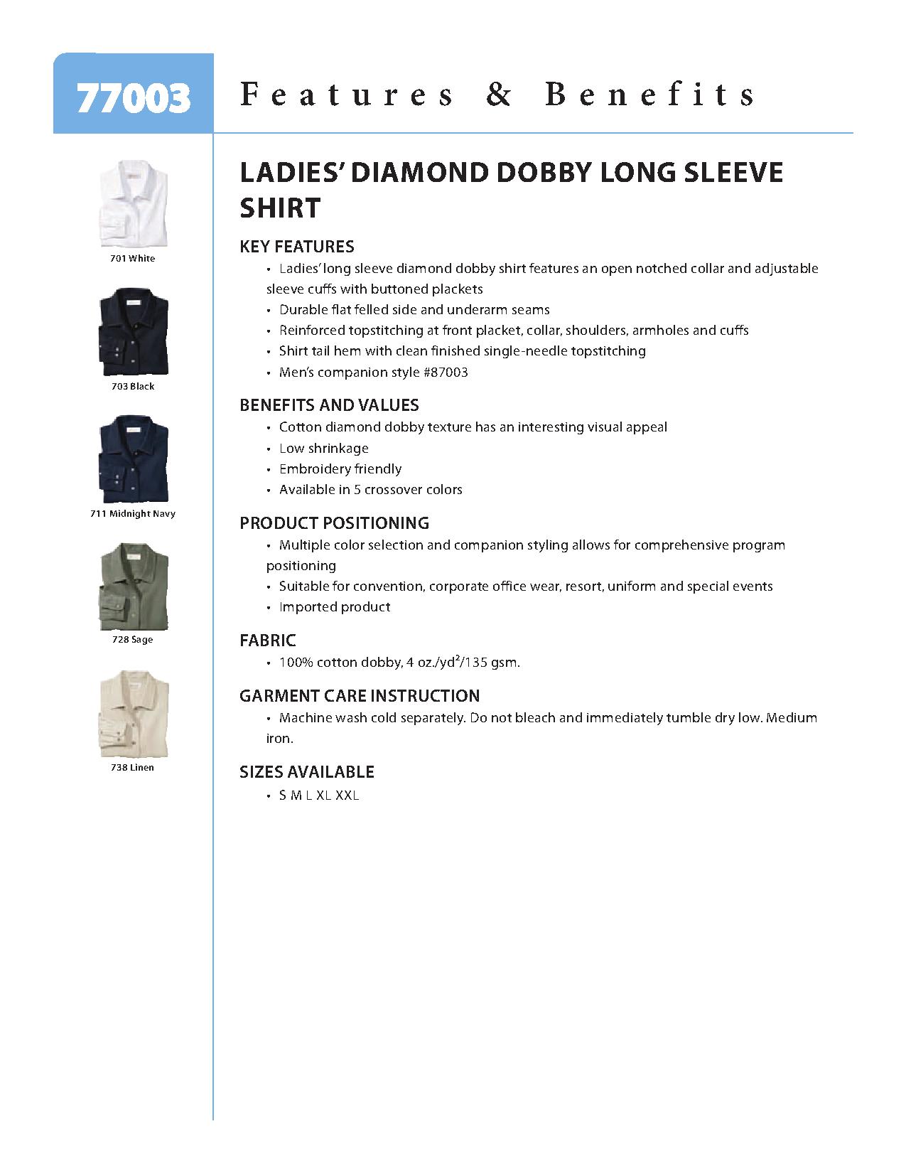 Ash City Cotton 77003 - Ladies' Diamond Dobby Long Sleeve Shirt
