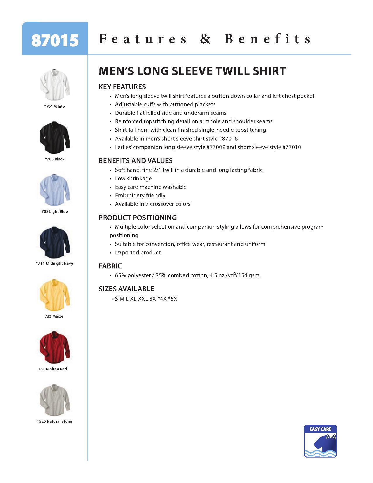 Ash City Easy care 87015 - Men's Long Sleeve Twill Shirt