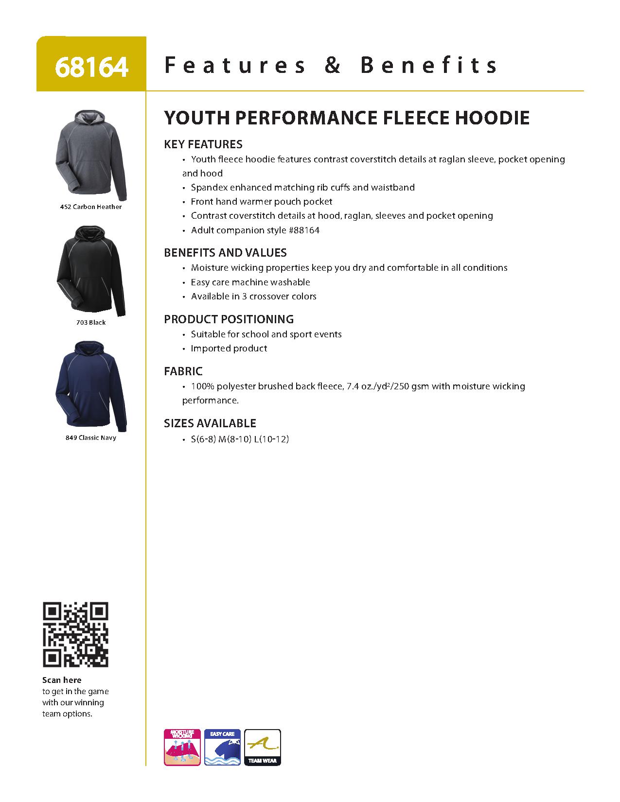 Ash City Lifestyle Performance Tops 68164 - Pivot Youth Performance Fleece Hoodie