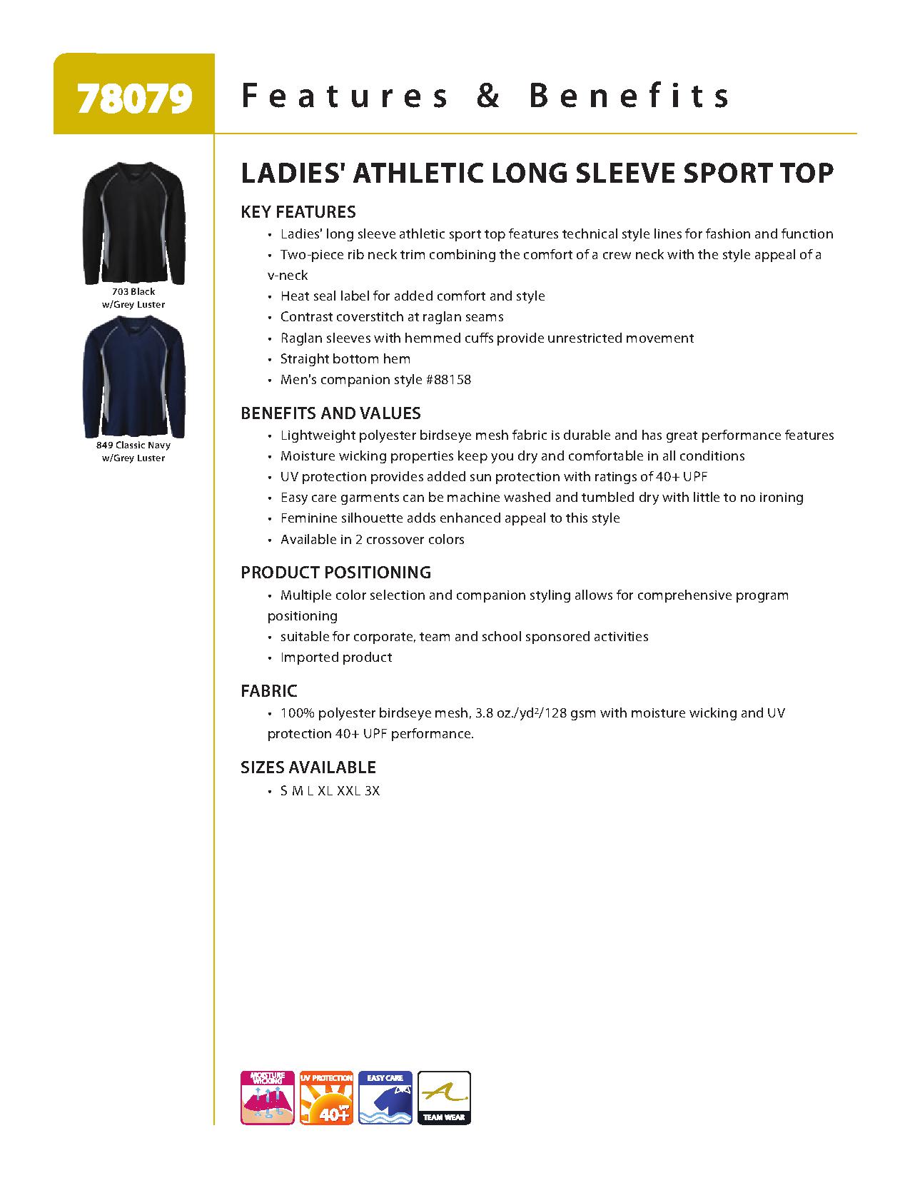 Ash City Lifestyle Performance Tops 78079 - Ladies' Athletic Long Sleeve Sport Top