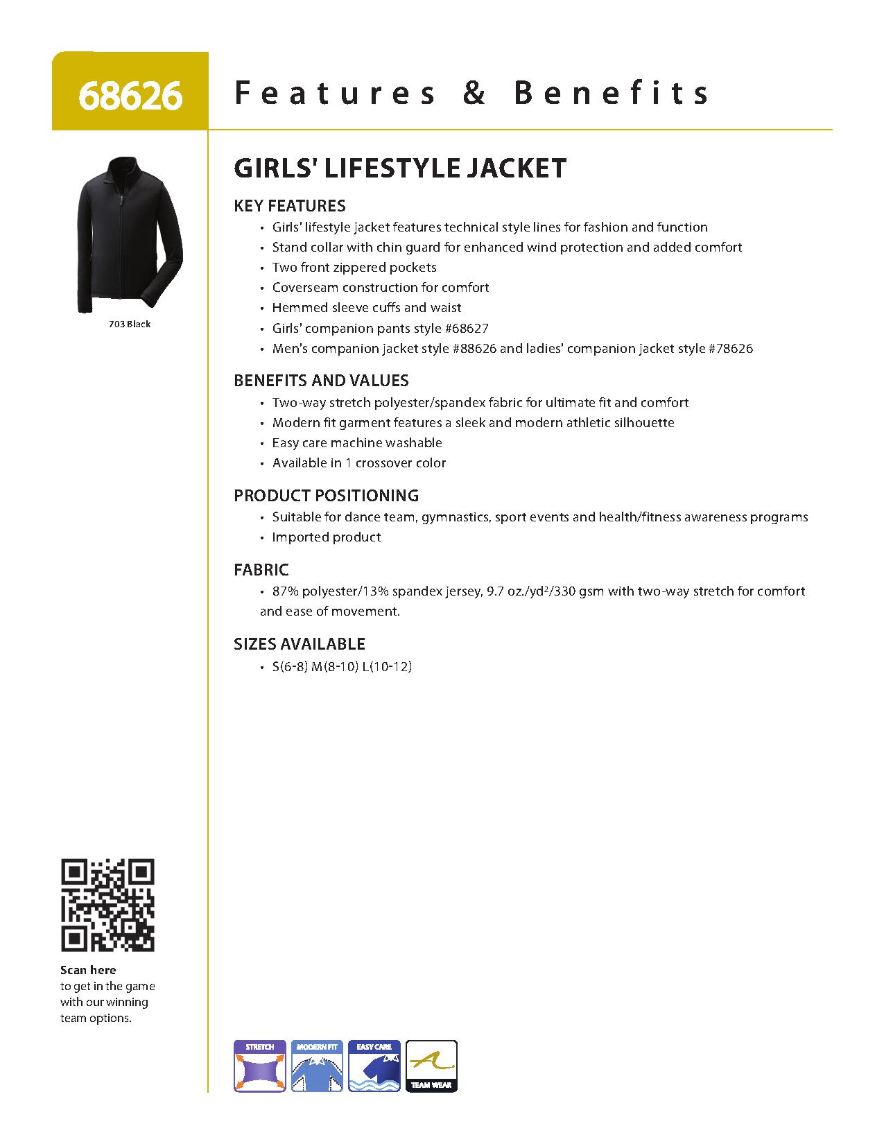Ash City Lifestyle Separates 68626 - Girls' Lifestyle Jacket