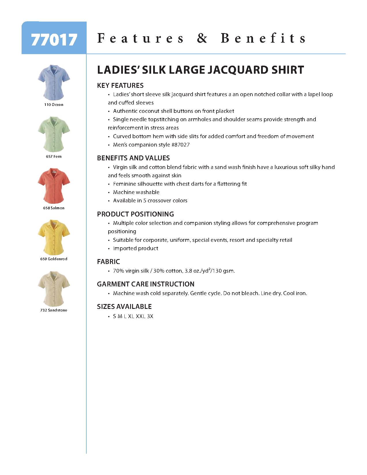 Ash City Silk blend 77017 - Ladies' Silk Large Jacquard Shirt