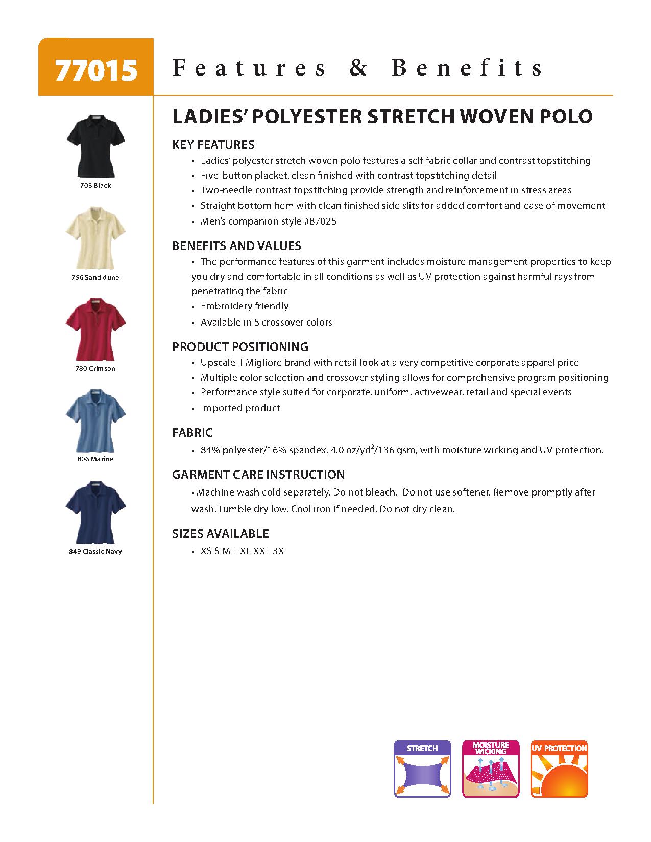 Ash City Stretch 77015 - Ladies' Performance Polyester Stretch Woven Polo