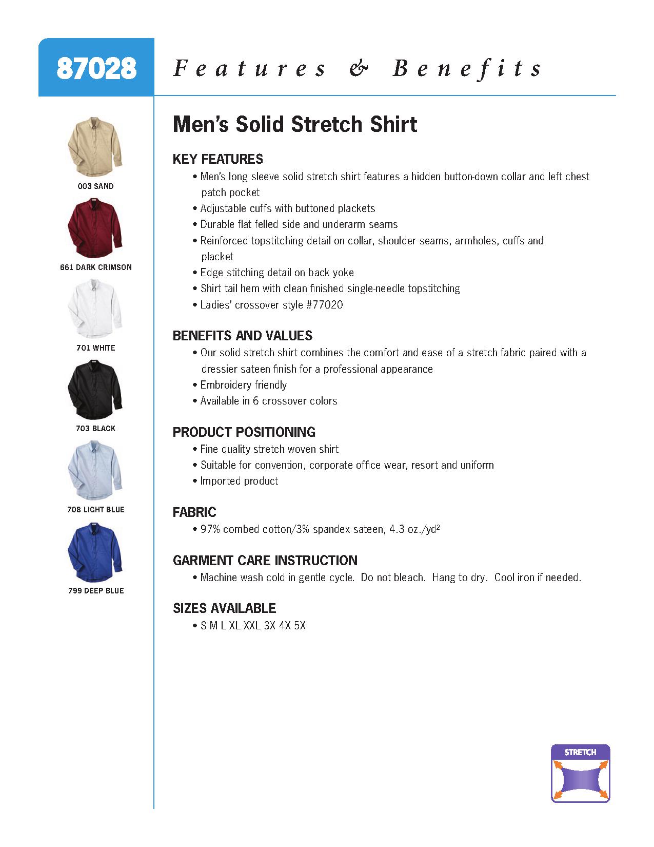 Ash City Stretch 87028 - Men's Solid Stretch Shirt