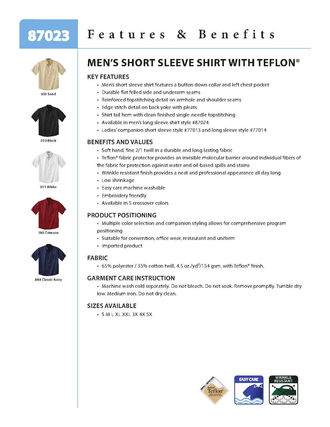 Ash City Twill 87023 - Men's Short Sleeve Shirt With Teflon