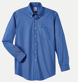 Brooks Brothers BR621035 346 Regular Fit No-Iron Pinpoint Dress Shirt - 34/35" Sleeve