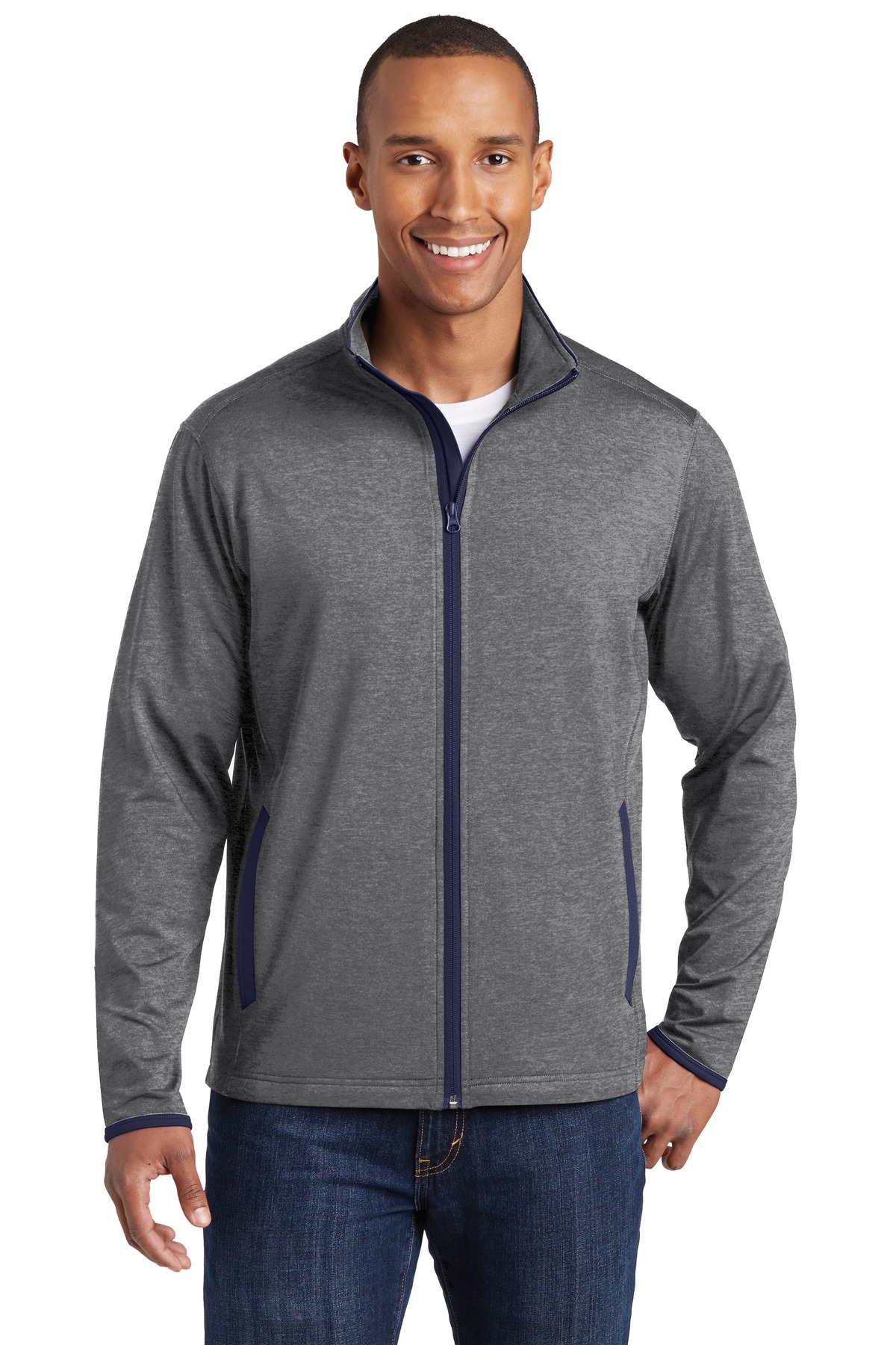 click to view Charcoal Grey Heather/ True Navy