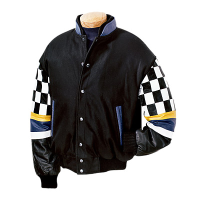 Burk's Bay BB509 - Men's Wool/Leather Checkered Racing Jacket