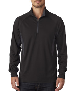 UltraClub 8434 - Adult Cool Dry Color Block Dimple Mesh Quarter Zip Pullover