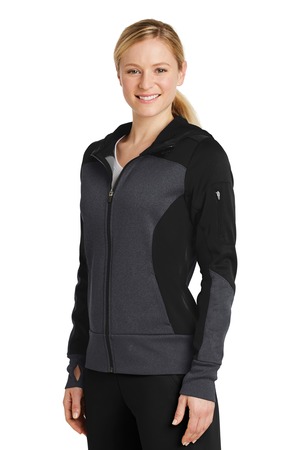 Sport-Tek® LST245-Ladies Tech Fleece Colorblock Full-Zip Hooded Jacket