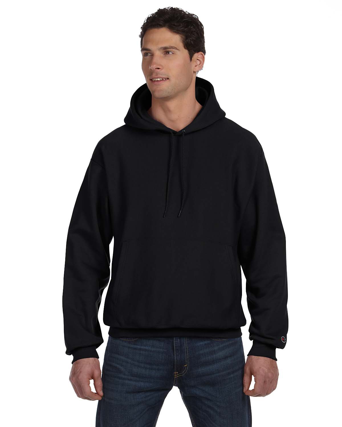 champion reverse weave black zip up hoodie