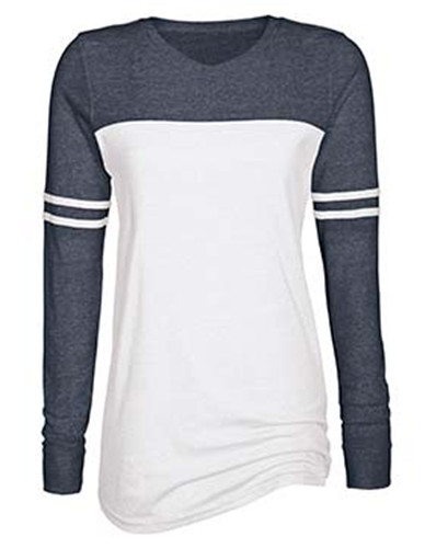 Enza 09879 - Ladies Triblend Varsity Long Sleeve Tee $15.99 - T-Shirts