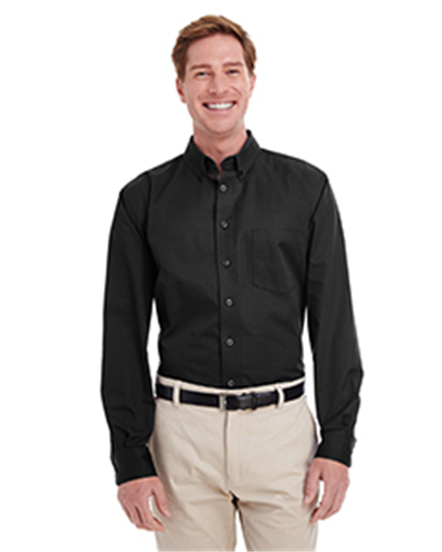 Harriton M581 - Men's Foundation 100% Cotton Long-Sleeve Twill Shirt with Teflon