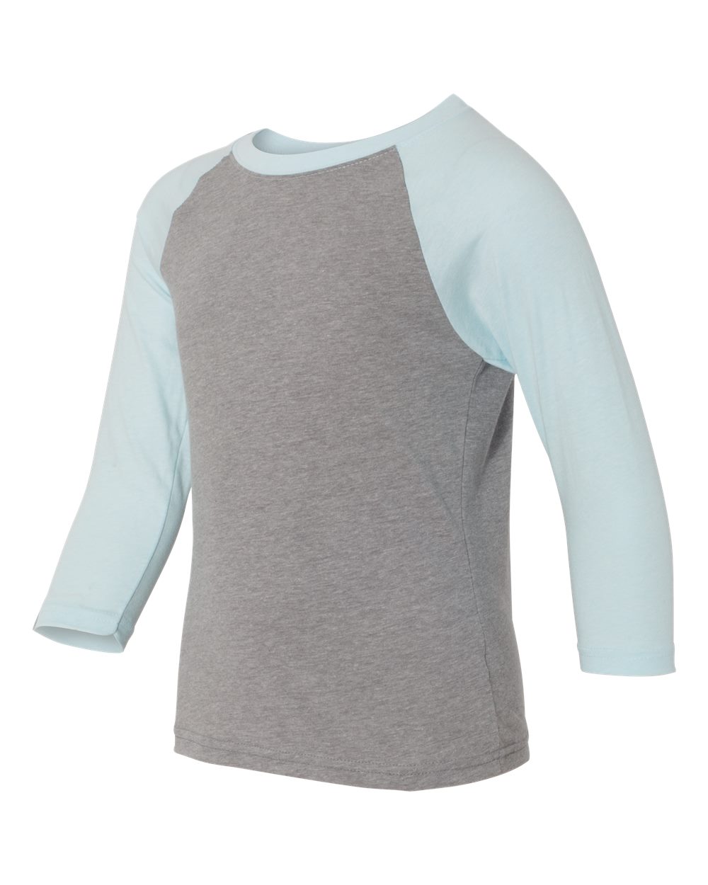 click to view Ice Blue Sleeves/ Dark Heather Grey Body