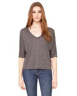 Bella 8825 Ladies 3.7 oz. Flowy Boxy Half-Sleeve V-Neck T-Shirt $9.70