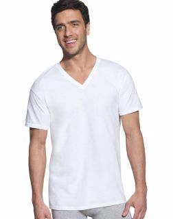 Hanes 7880W6 - Classic Mens White V-Neck T-Shirt P6