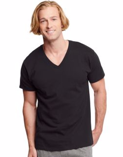 Hanes 7883B3 - Classics Men's Traditional Fit ComfortSoft® TAGLESS® Dyed Black V-Neck Undershirt 3-Pack