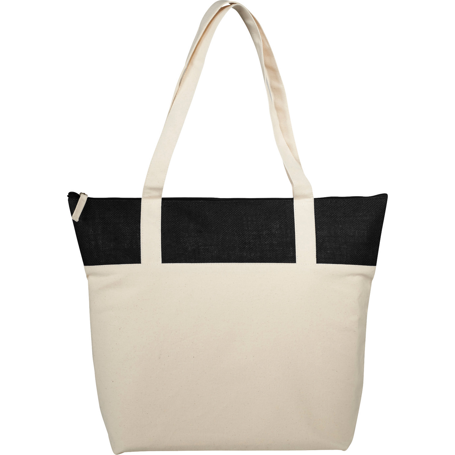 LEEDS 7900-72 - 12 oz. Cotton Canvas and Jute Accent Zippered Tote