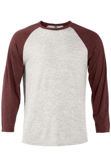 click to view J26 Oatmeal Hthr Body/Maroon Hthr Sleeves