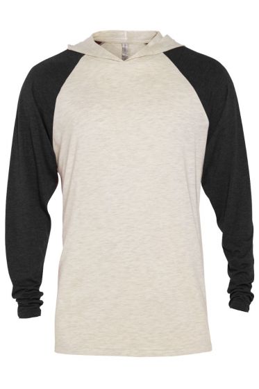 click to view Oatmeal Hthr Body/Black Hthr Sleeves