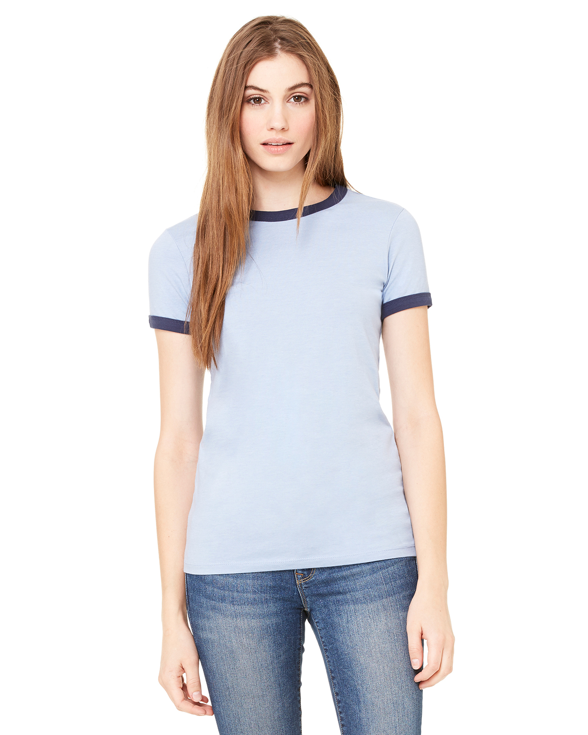 bella 6050 Ladies' Short Sleeve Heather Ringer T-Shirt