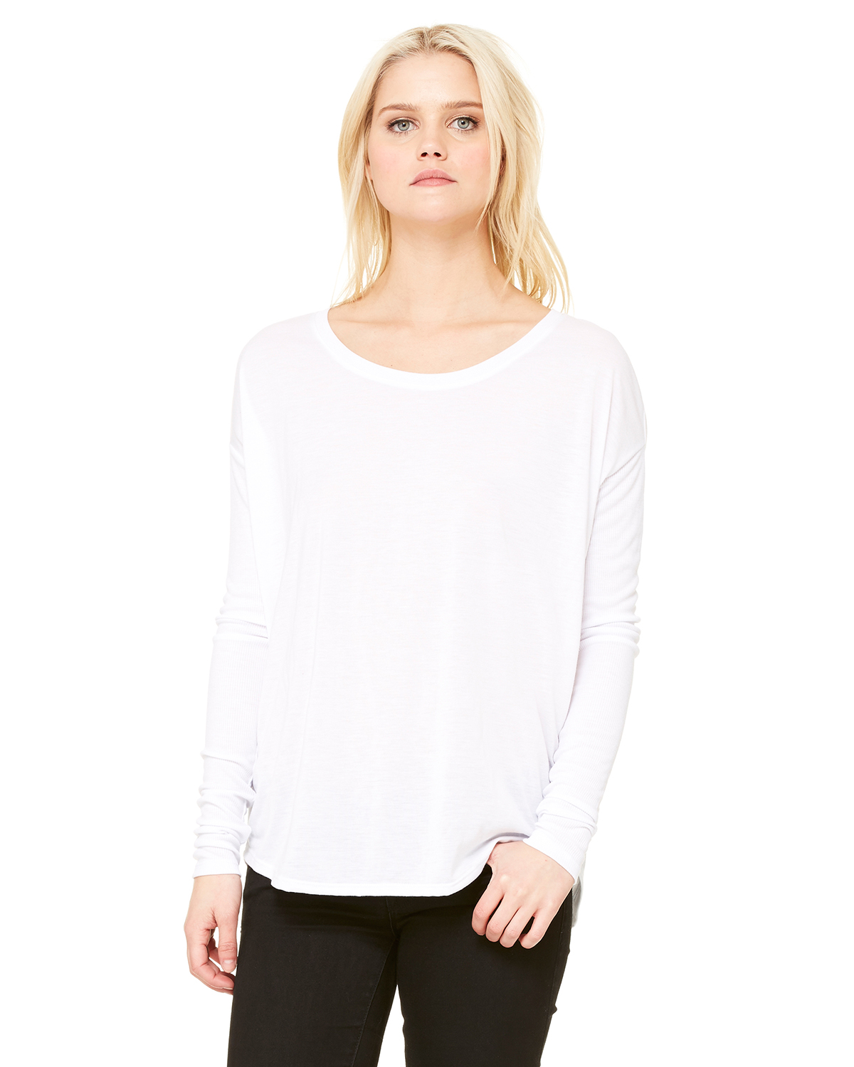 Bella 8852 - Ladies' Flowy Long Sleeve T-Shirt With 2x1 Rib Sleeves