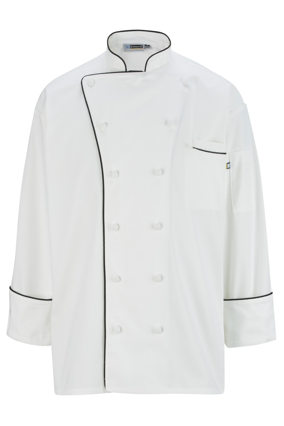 Edwards Garment 3308 - Executive 12 Cloth Button Chef Coat W/Black Trim