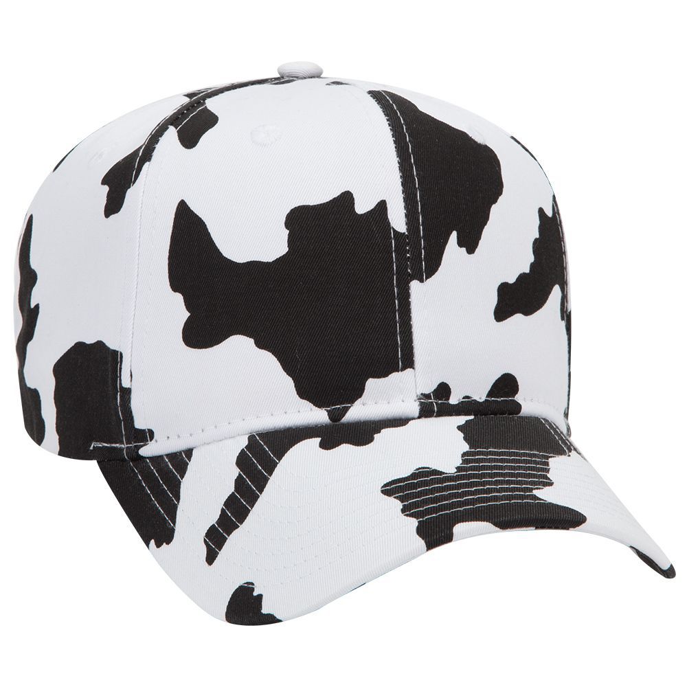 Cow pattern cotton twill two tone color six panel pro style cap