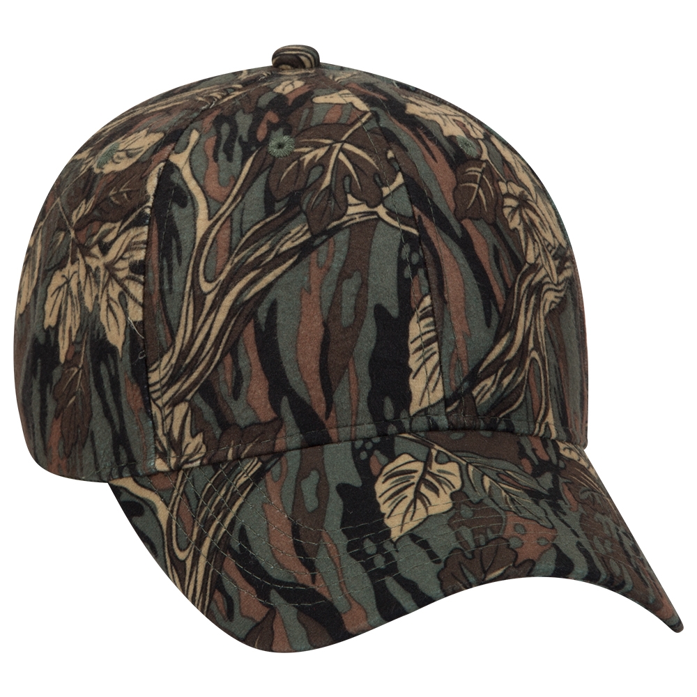 Camouflage polyester low profile pro style caps